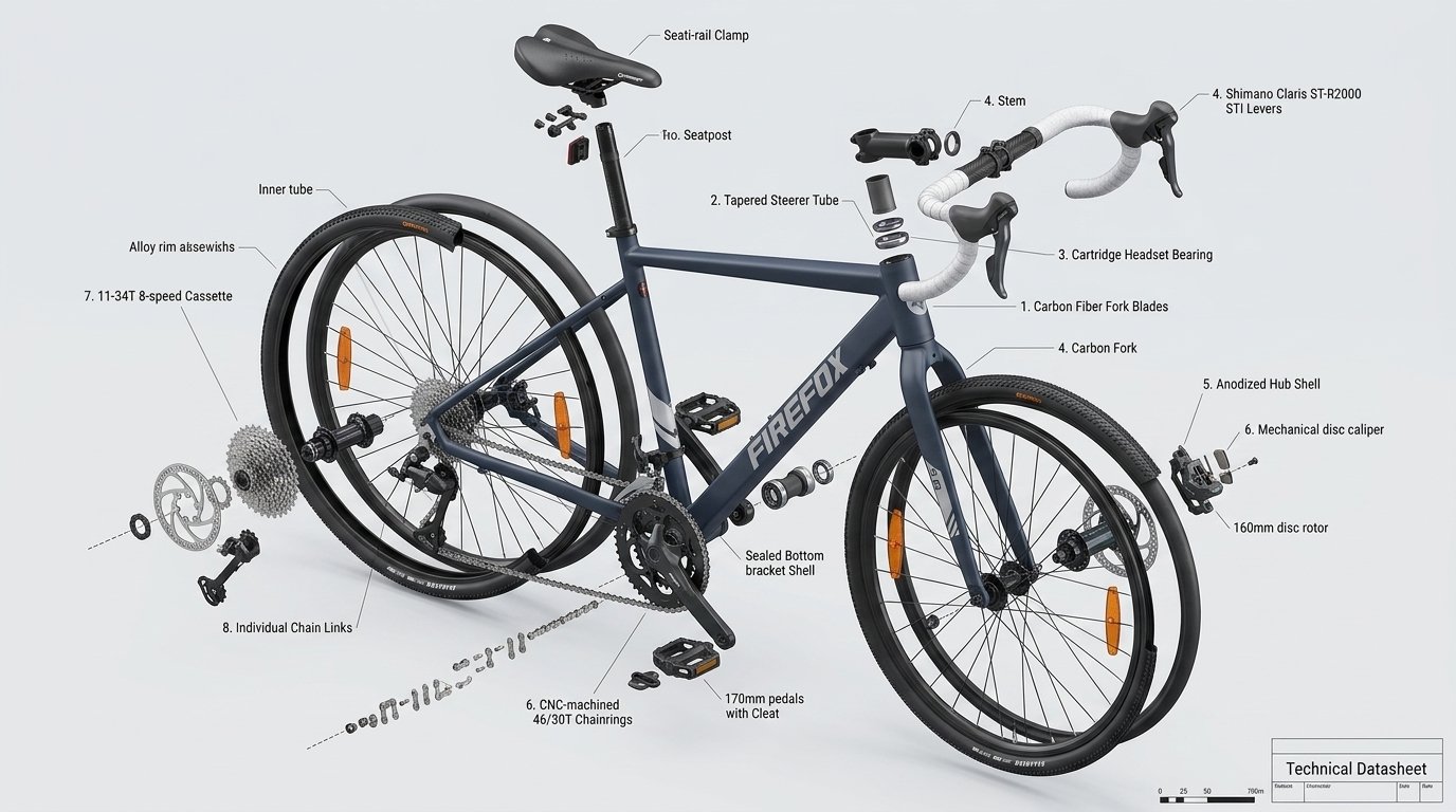 Firefox Bicycle Exploded Technical View Diagram